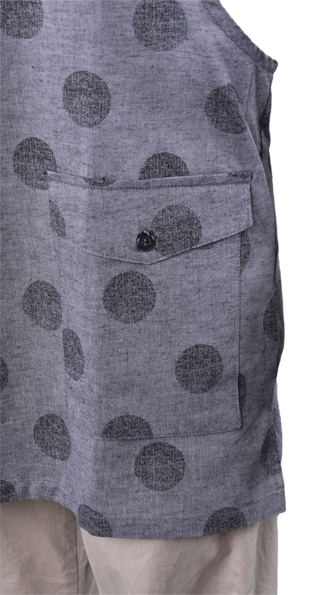 綿麻ドットプリント肩掛けエプロン