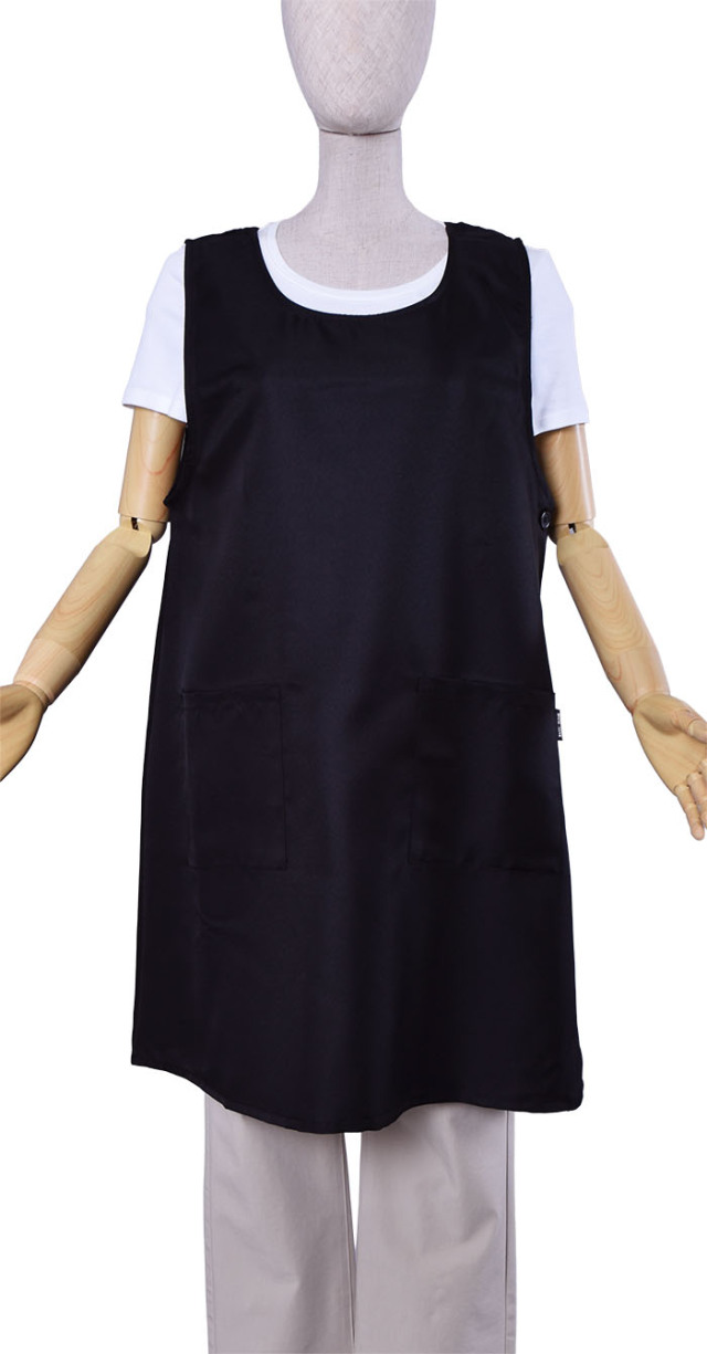 脇ボタンタブリエエプロン(ブラックオンリー)【1点のみメール便可】