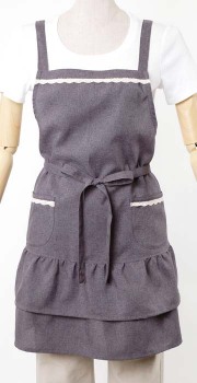 フッ素樹脂加工フリルエプロンGAP8431グレー 