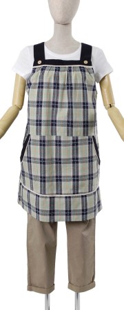 【セール】先染チェックスクエアージャンスカエプロン【１点のみメール便可】