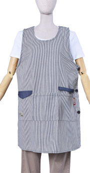 ライトヒッコリー脇ボタンタブリエエプロンM～L【１点のみメール便可】