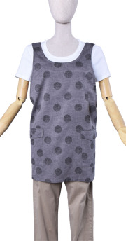 綿麻ドットプリント肩掛けエプロン【1点の発送のみメール便可】