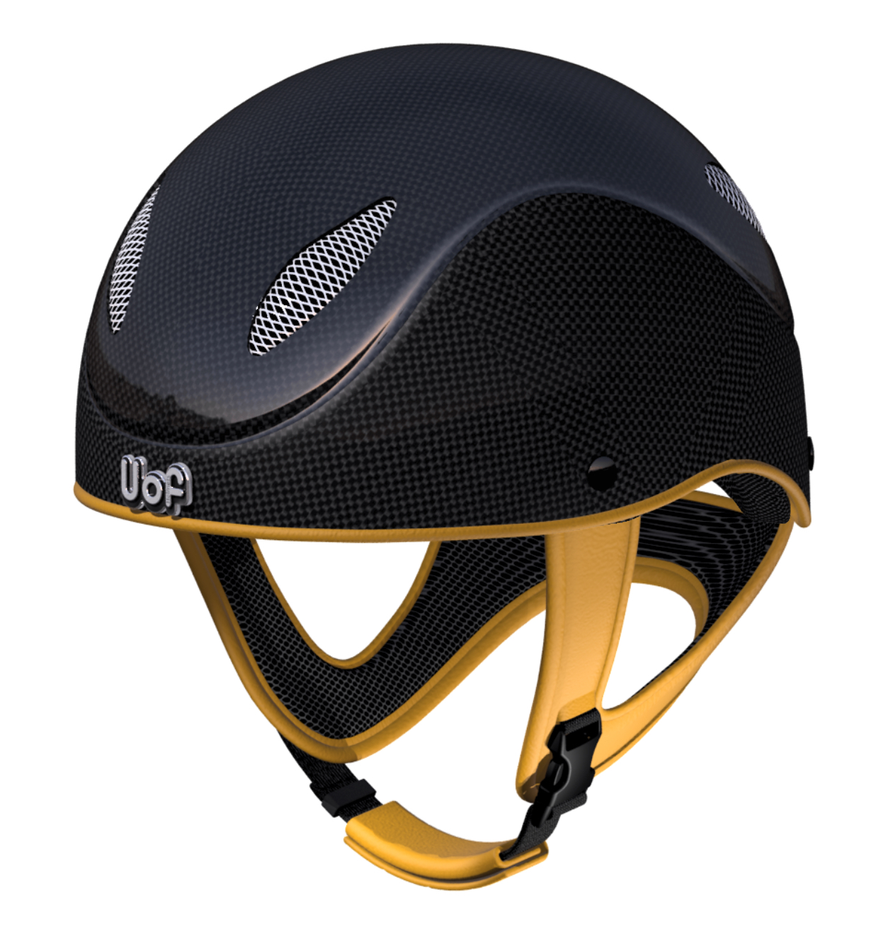 ◆ SALE ◆ Uof Riding Helmet “RACE CARBON EVO” (Uof ライディングヘルメット“レース カーボンEVO”) ブラック/本革ハーネス