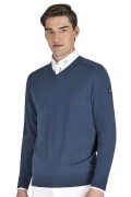 ● SALE ● EQUILINE ERBELE・エクイライン メンズVネックテックニット（シーズンコレクション限定デザイン) ディプロマティックブルー/L