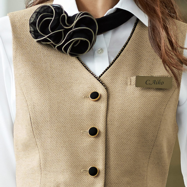 レディース ベスト オフィス  ベージュ クラシカル ニュアンスカラー 事務服 定番 ノーマル フォーマル 入学式 卒業式  面接 受験 ジョア かわいい 11520 洗える,事務服,制服,ベスト,着回し]気品あるクラシカルベスト