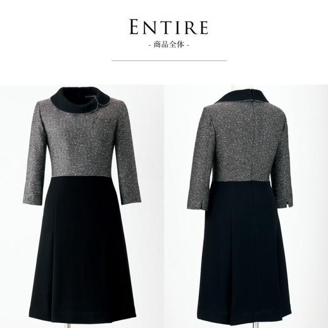 洗える,事務服,制服,ワンピース,着回し]上品あるツイードワンピース