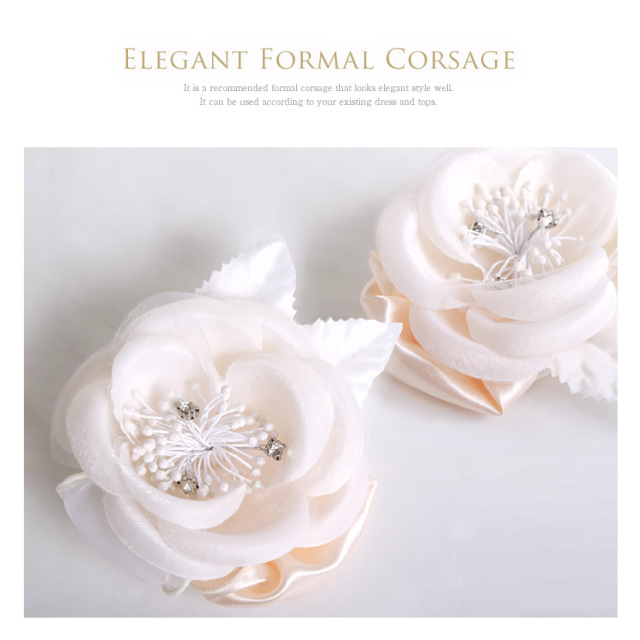 花 コサージュ 白 バラ 淡 ピンク アクセント ホワイト バラモチーフ 薔薇 フラワーコサージュ 上品 入園式 卒園式 入学式 卒業式 結婚式 セレモニー J40