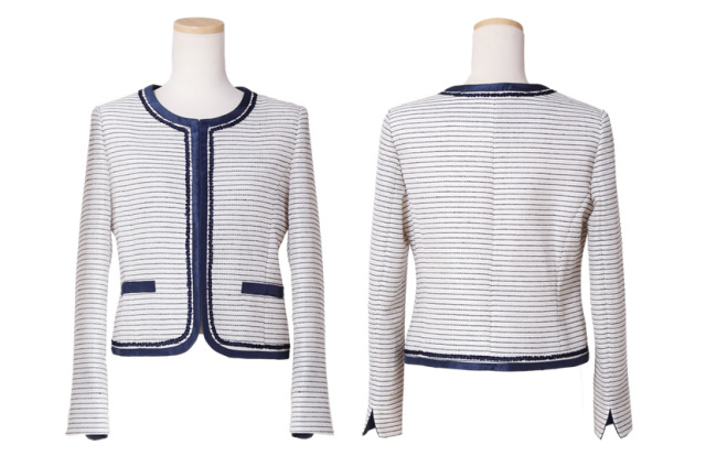 シャネルカラーサテンラインボーダースーツ2点セット[7号,9号,11