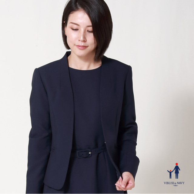 送迎,学校行事,通勤,お受験,着回し]フロントホックノーカラー