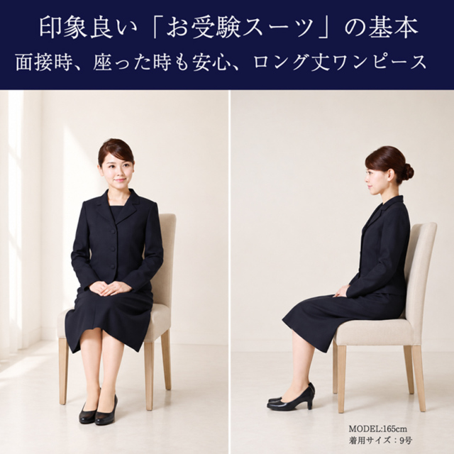 3つボタンジャケット濃紺アンサンブル(半袖)（鹿の子織り）5号,7号,9号