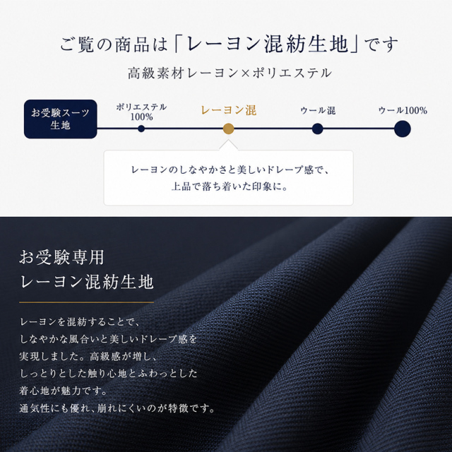 お受験スーツ ノーカラージャケット 前開きワンピース 濃紺ネイビー
