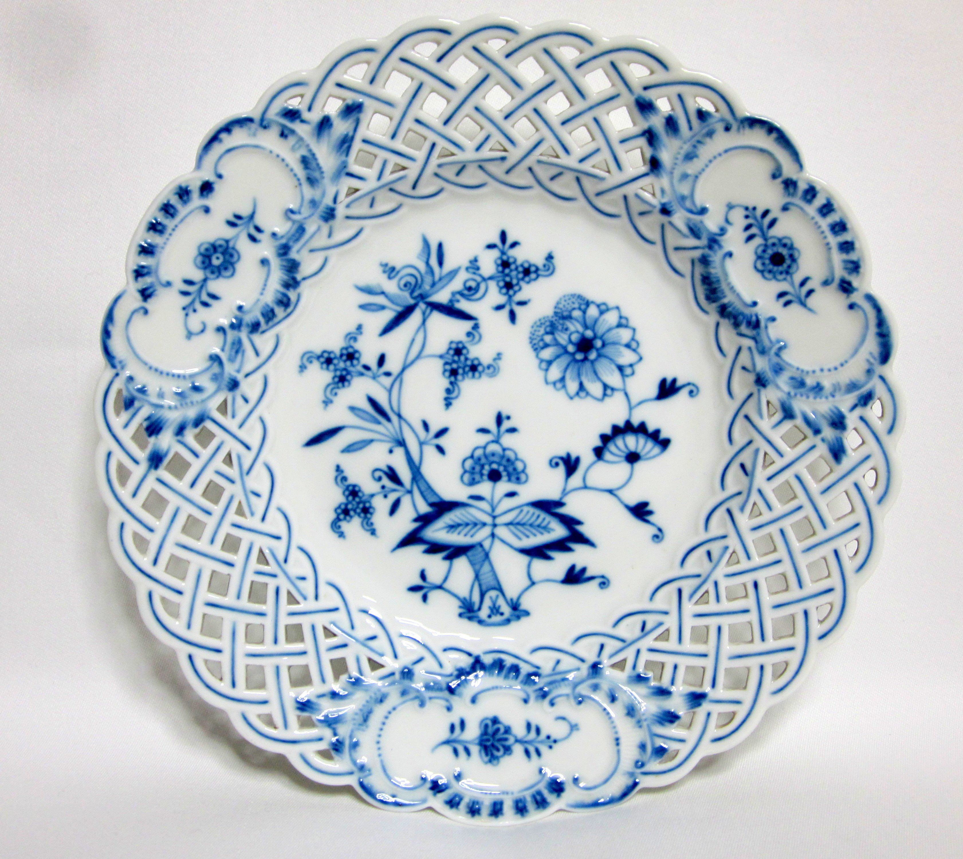 マイセン（Meissen）ブルーオニオン 透かしプレート(21cm)飾り皿  