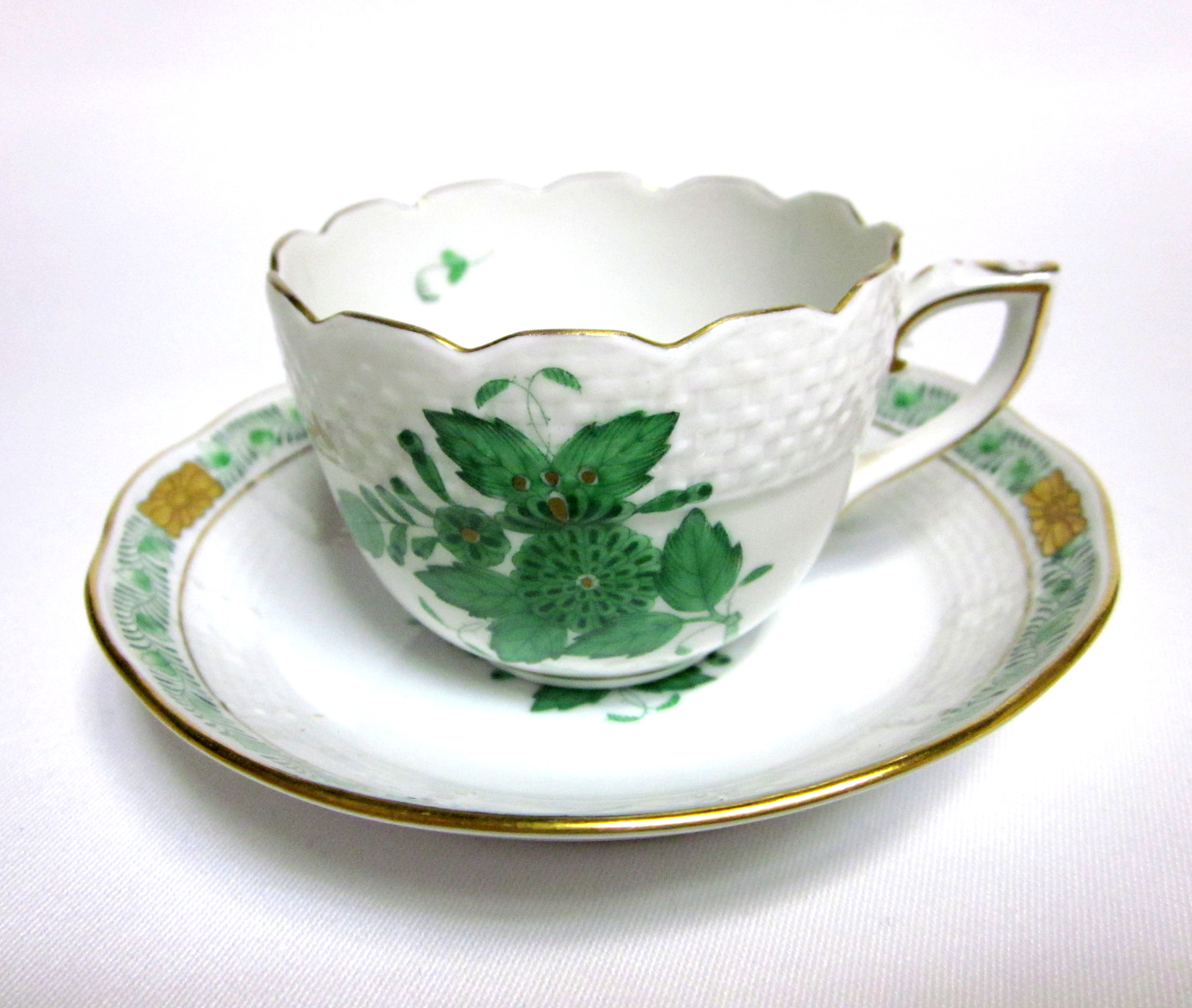ヘレンド（Herend）アポニーグリーン モカカップ＆ソーサー【期間限定ポイント１０倍】