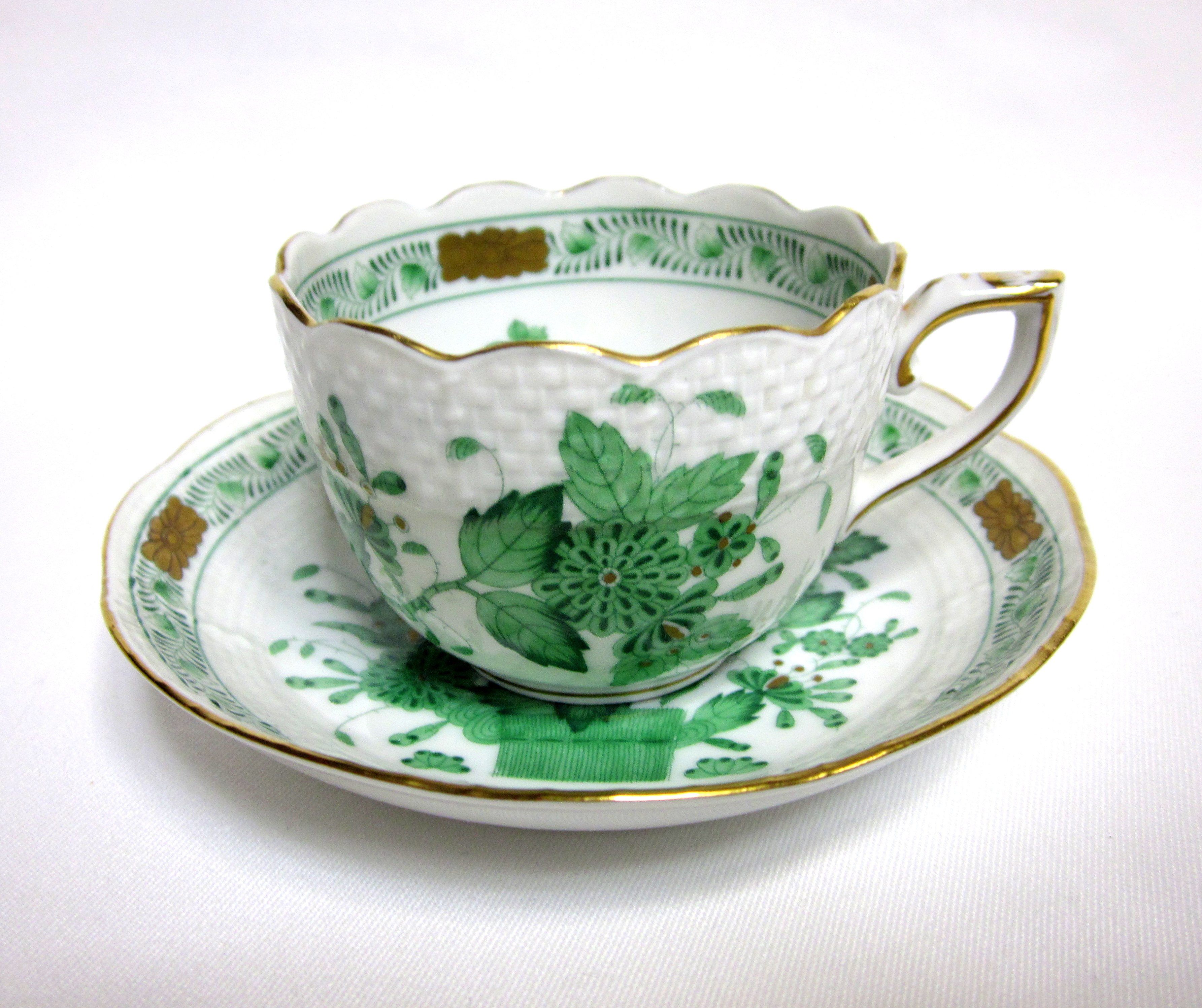 ヘレンド（Herend）インドの華 グリーン モカカップ＆ソーサー