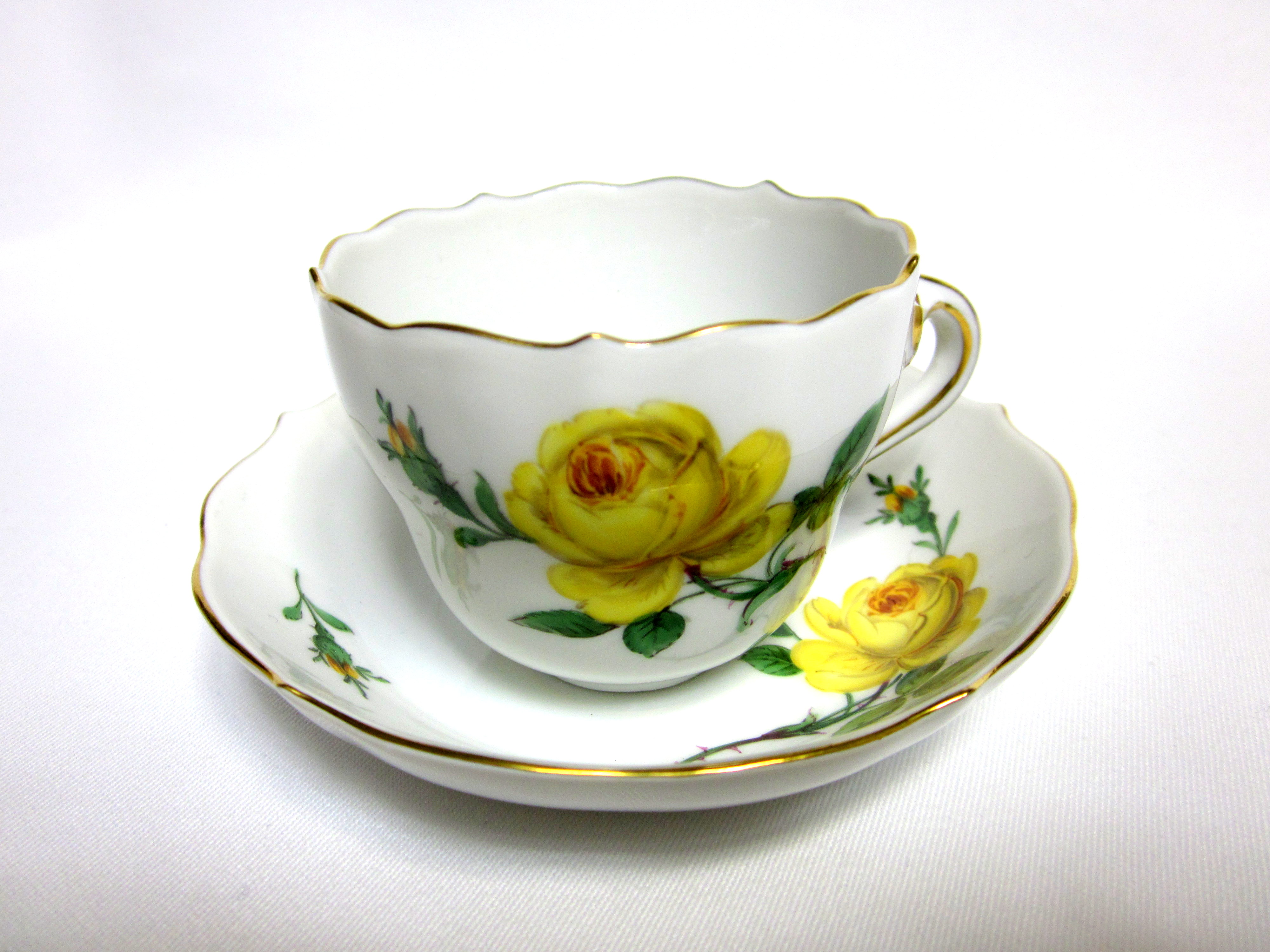 マイセン（Meissen）イエローローズ モカカップ＆ソーサー【西洋