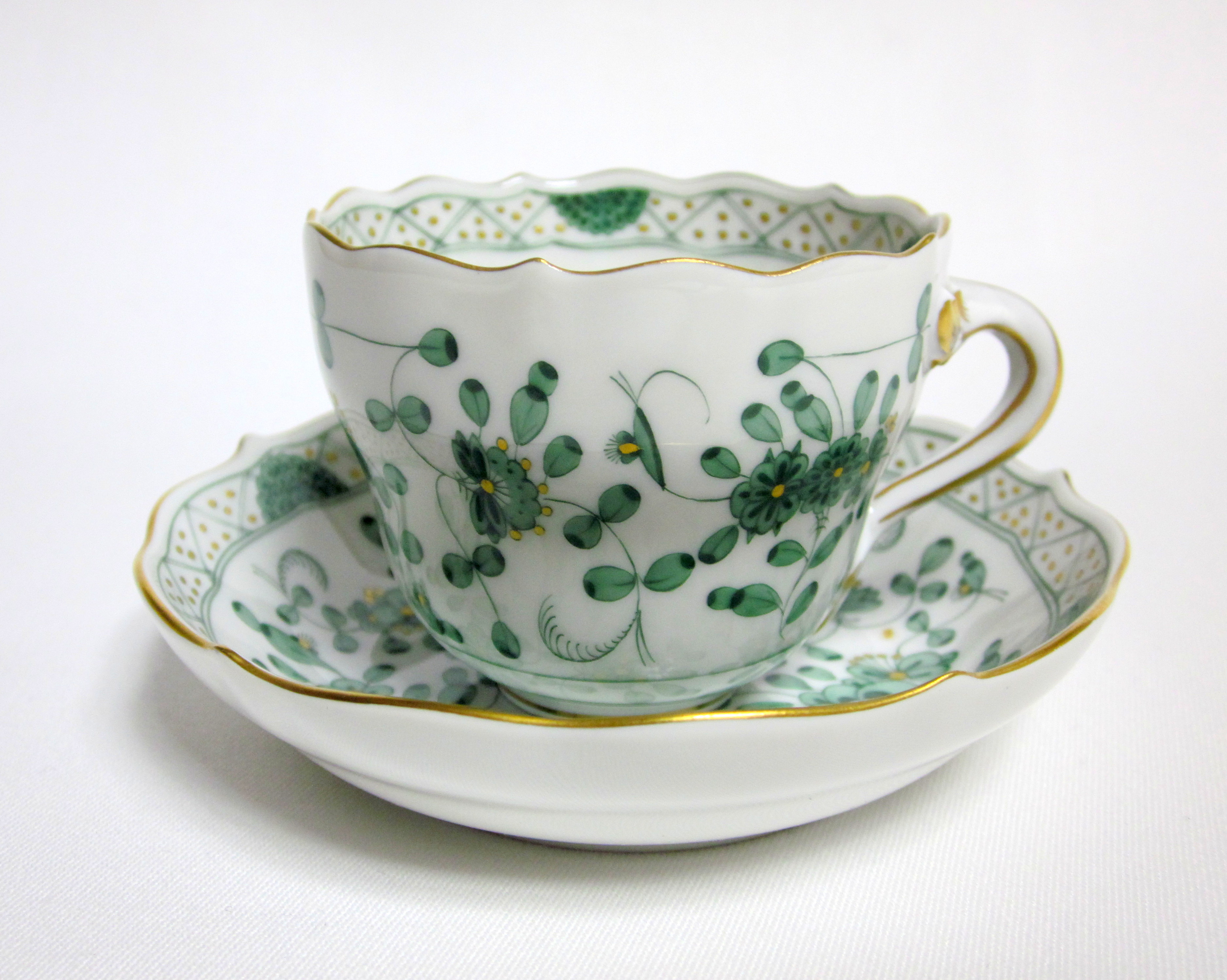 Meissen フラワーベース インドの華 グリーン キッチン・食器｜その他