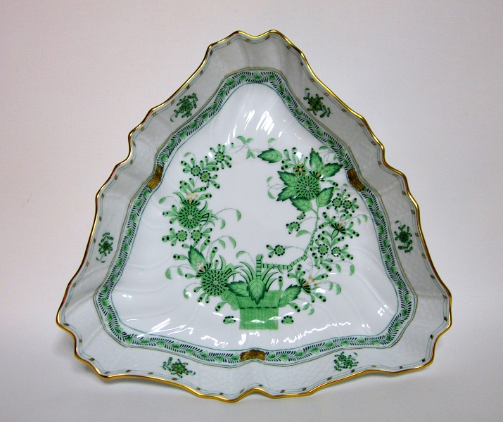 インドの華 グリーン トライアングルプレート