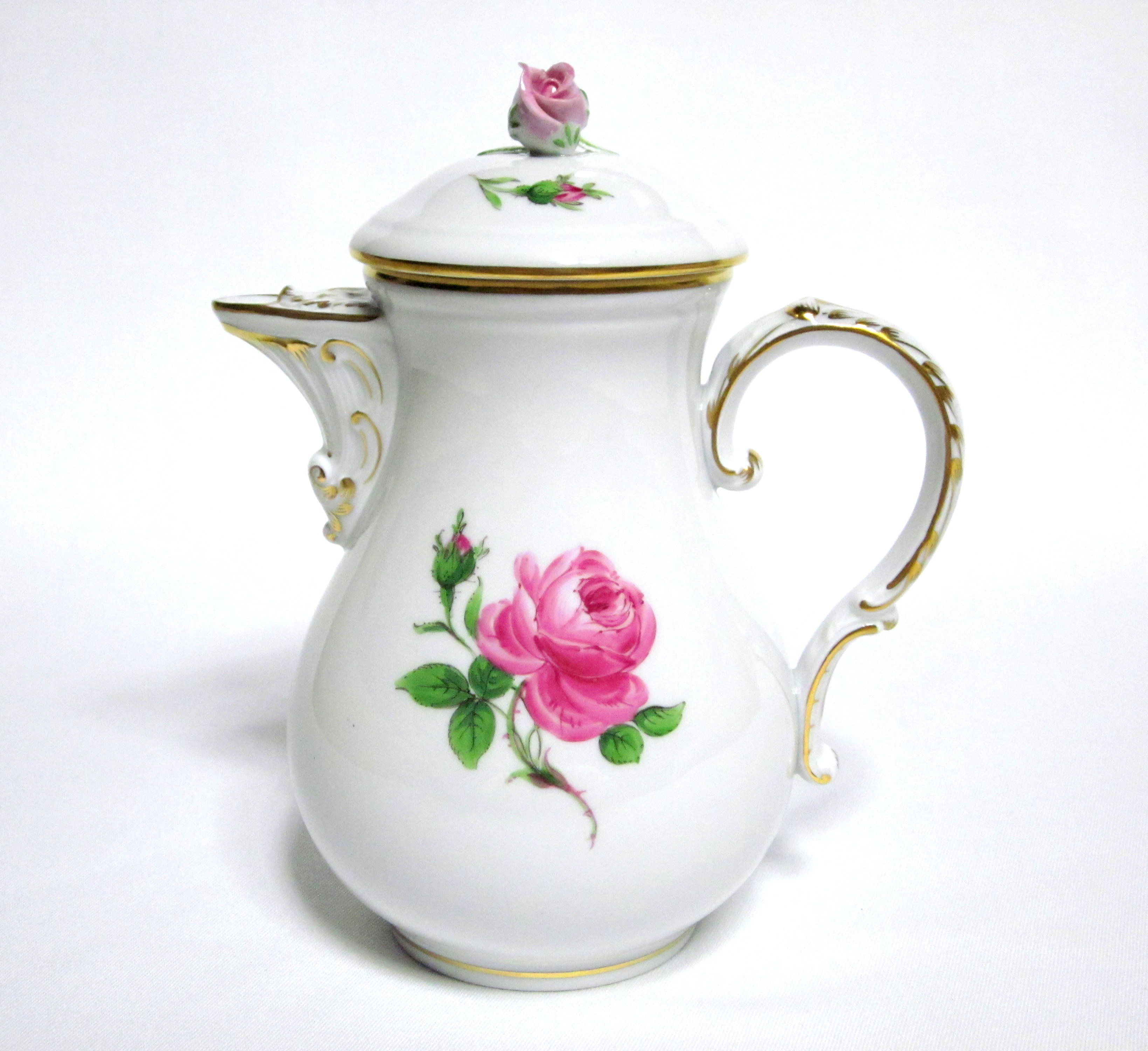 マイセン（meissen）ピンクローズ ティーポット【西洋アンティーク