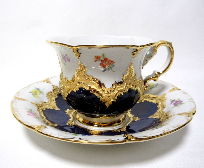 マイセン（Meissen）Bフォーム 宮廷の小花 コバルト カップ＆ソーサー