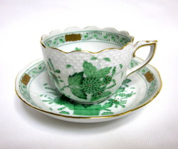ヘレンド（Herend）インドの華 グリーン モカカップ＆ソーサー