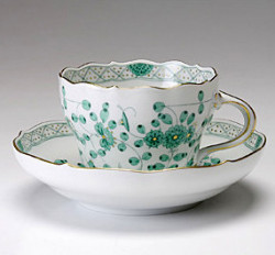 マイセン（meissen）インドの華 リッチグリーン 兼用カップ＆ソーサー 