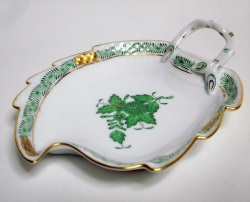 ヘレンド（Herend）アポニーグリーン リーフディッシュ【西洋