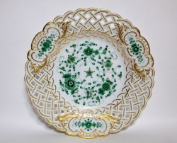 マイセン（Meissen）インドの華 リッチグリーン 透かしプレート  