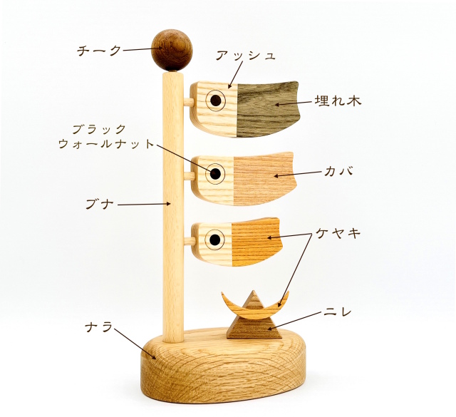 森林工芸館】木のこいのぼり