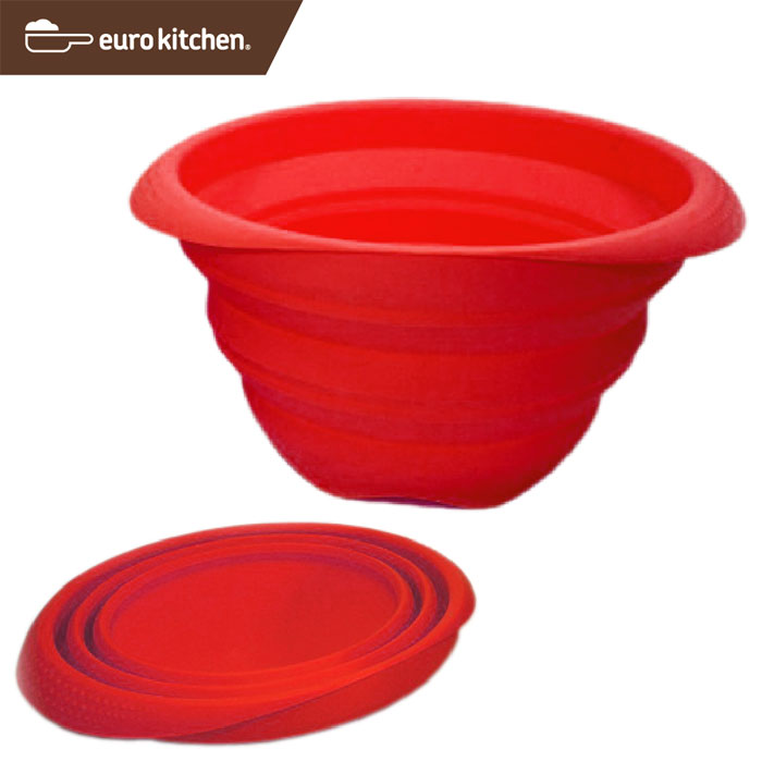 ユーロキッチン eurokitchen シリコーン折りたたみボウル 赤 １．６Ｌ silicone foldable bowl red
