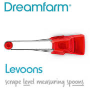 ドリームファーム　Dreamfarm　レブーンス　Levoonｓ　赤（レッド）　片手ですり切れる計量スプーン4本セット【動画】