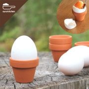 ユーロキッチン eurokitchen 素焼き鉢のエッグスタンド3個セット(Unglazed Egg Cups エッグカップ)ドイツ製【プレゼントにもおすすめ・小さい・かわいい】