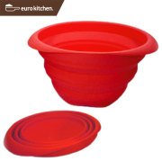 ユーロキッチン eurokitchen シリコーン折りたたみボウル 赤 １．６Ｌ silicone foldable bowl red