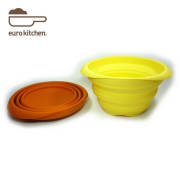 ユーロキッチン eurokitchen シリコン折りたたみボウル 容量1.6L(満水時)【収納に便利/省スペース/アウトドア/キャンプ/フードボウル/水飲みボウル】