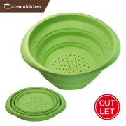ユーロキッチン eurokitchen シリコン折りたたみ水切りボウル 緑(グリーン) 水切り器 容量1.6L(満水時) 食洗機対応【コランダー/収納に便利/省スペース】【アウトレット】【V】