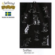 【廃番】エーケルンド Ekelund ムーミンシリーズ Moomin SNIFFIES (スニフ,白黒,モノクロ)35×50cm 【キッチンタオル/タペストリー】 40214