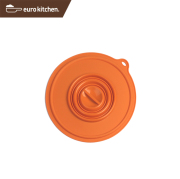 ユーロキッチン eurokitchen シリコンカバー 小 オレンジ(鍋蓋 落とし蓋 シリコン蓋 ビンオープナー)【くり返し使えてエコ】 フック穴付【シンクの排水溝カバーにもおすすめ/排水溝用ふた】 密封は内径9ｃｍから12ｃｍの器に対応