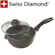 【完売】スイスダイヤモンド　SwissDiamond　蓋付深型片手鍋18cm【アウトレット・訳あり特価品】