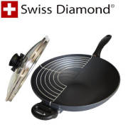 【完売】スイスダイヤモンド　SwissDiamond　＃６１１３２蓋付中華鍋32cm【送料無料】【アウトレット・訳あり特価品】