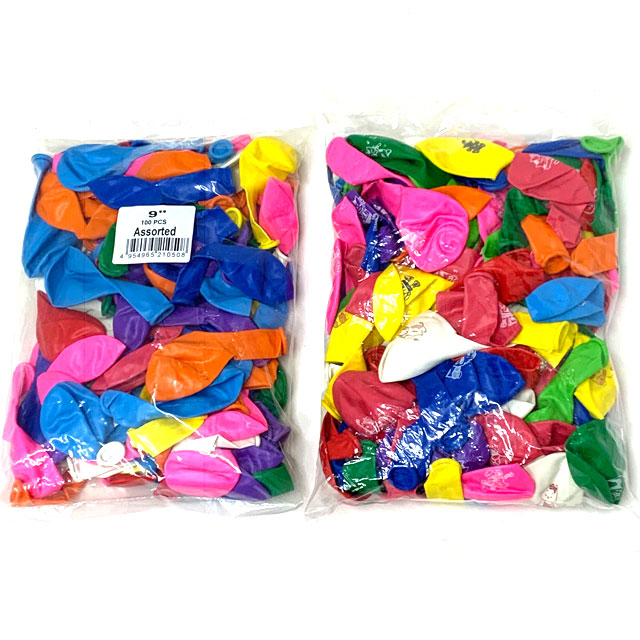 bf-075mug 9インチ ゴムフーセン（色アソート）100個入　(ふうせん／風船)