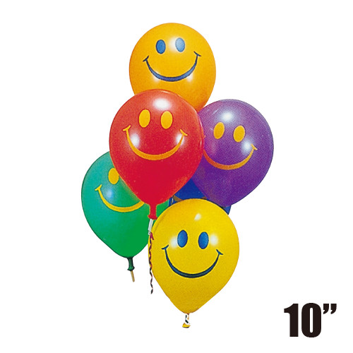 bf-086kis 10インチ　ゴム風船 スマイル柄【色アソート】　100入（ふうせん／ゴムフーセン）