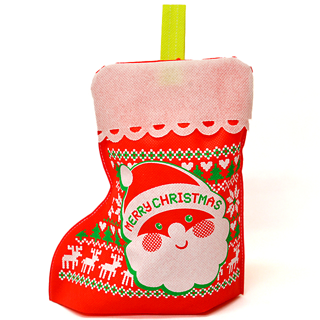 2s-rap027a ラッピング袋　クリスマス靴下（くつした）【ニット柄】　1袋