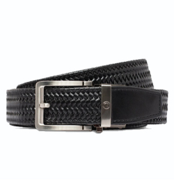 Braided Black Leather Golf Ratchet Belt  ラチェット式ベルト