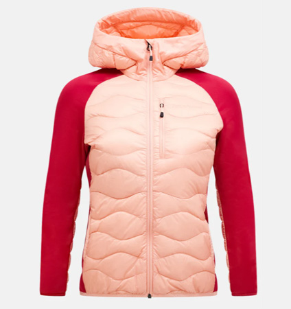 PeakPerformance Women's Helium Down Hybrid Hood PEACH FUZZ / TECH