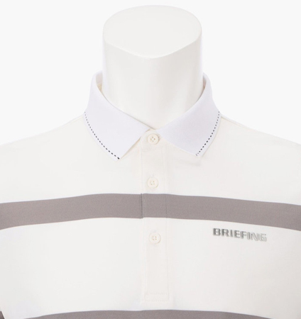 BRIEFING MEN'S PANEL STRIPE POLO WHITE
