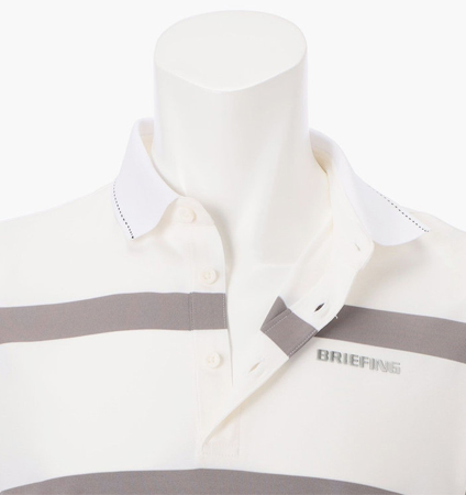 BRIEFING MEN'S PANEL STRIPE POLO WHITE