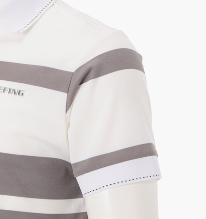BRIEFING MEN'S PANEL STRIPE POLO WHITE