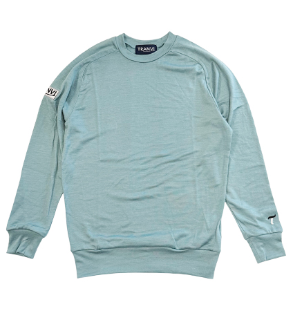 Tranvi TRCTB-023 Wool Jersey Crew Neck Pullover  Green Blue