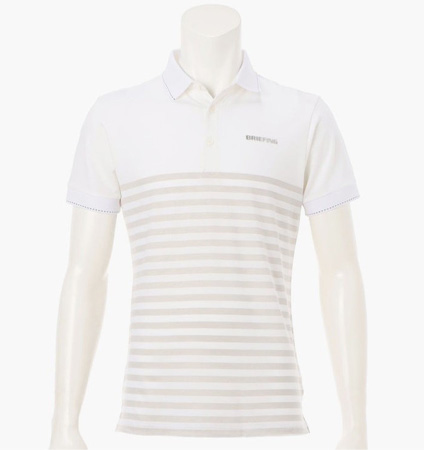 BRIEFING MEN’S SHADOW STRIPE POLO WHITE