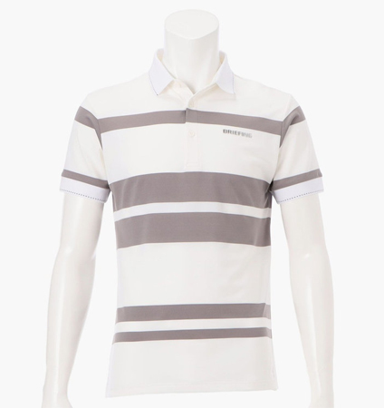 BRIEFING MEN’S  PANEL STRIPE POLO WHITE