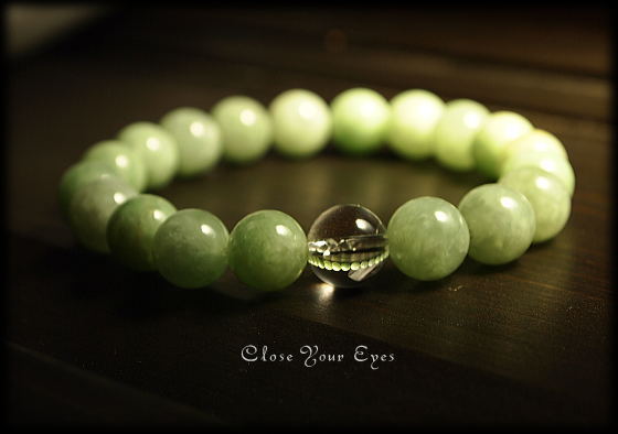ハイパーエナジーブレスレット　アップルグリーン翡翠　１０ｍｍ